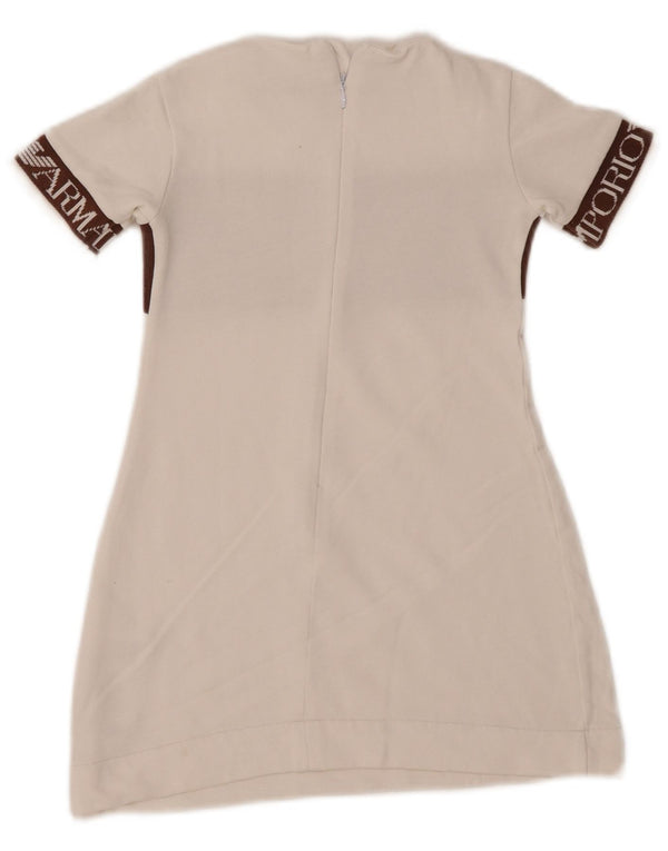 EMPORIO ARMANI Girls Graphic T-Shirt Dress 5-6 Years White Colourblock