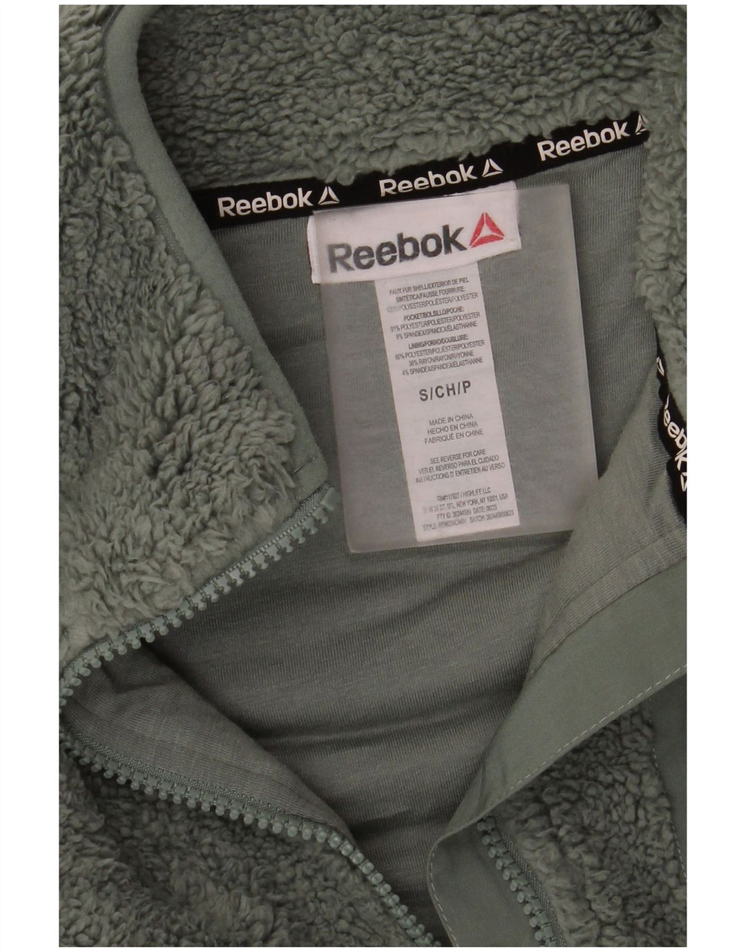 Reebok Dame Oversized Fleecejakke UK 10 Lille Grøn Polyester