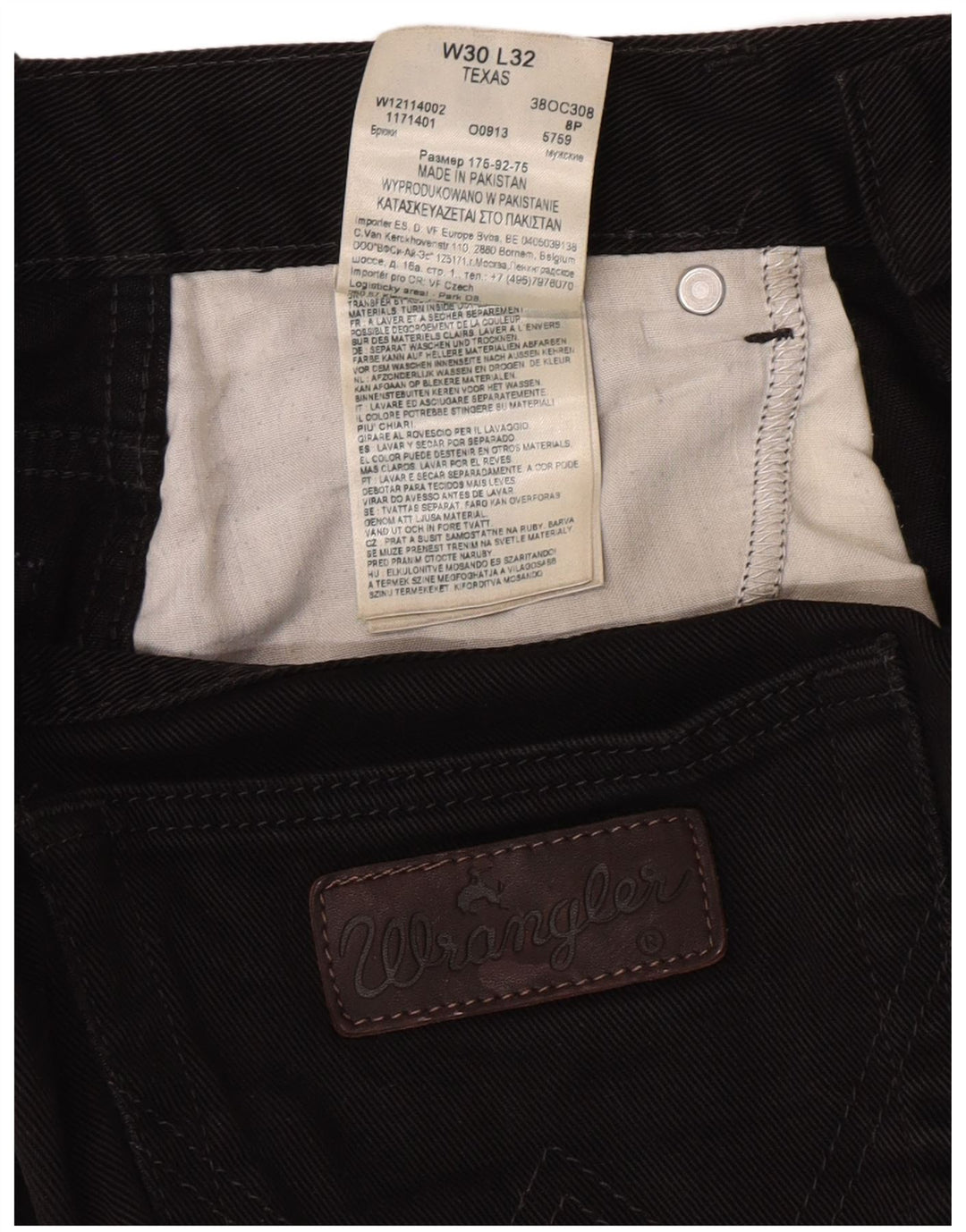 Wrangler Herre Texas Straight Jeans W30 L32 Sort Bomuld