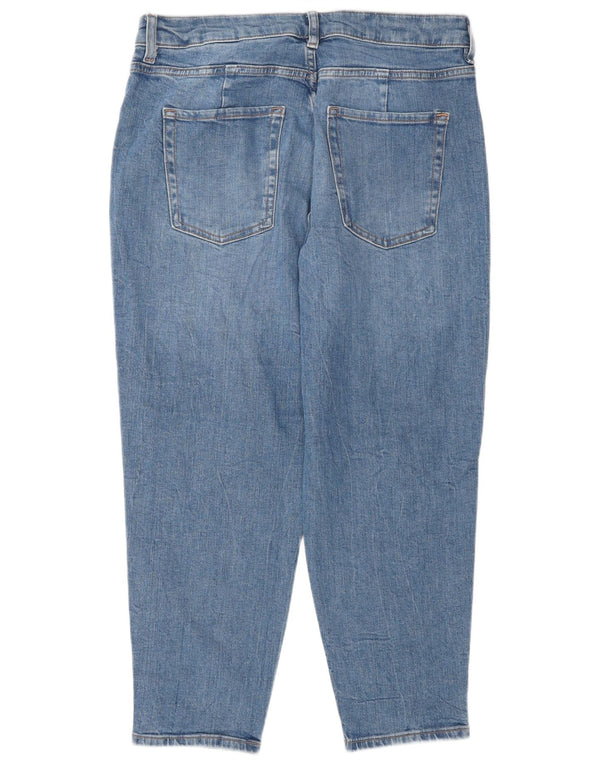 Marks & Spencer Dame Mom Cropped Jeans UK 14 Large W34 L25 Blue Bomuld