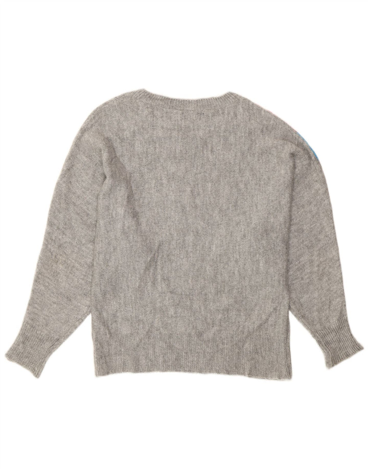 M&Co Dame Batwing Boat Neck Jumper Sweater UK 14 Medium Grå Stribet