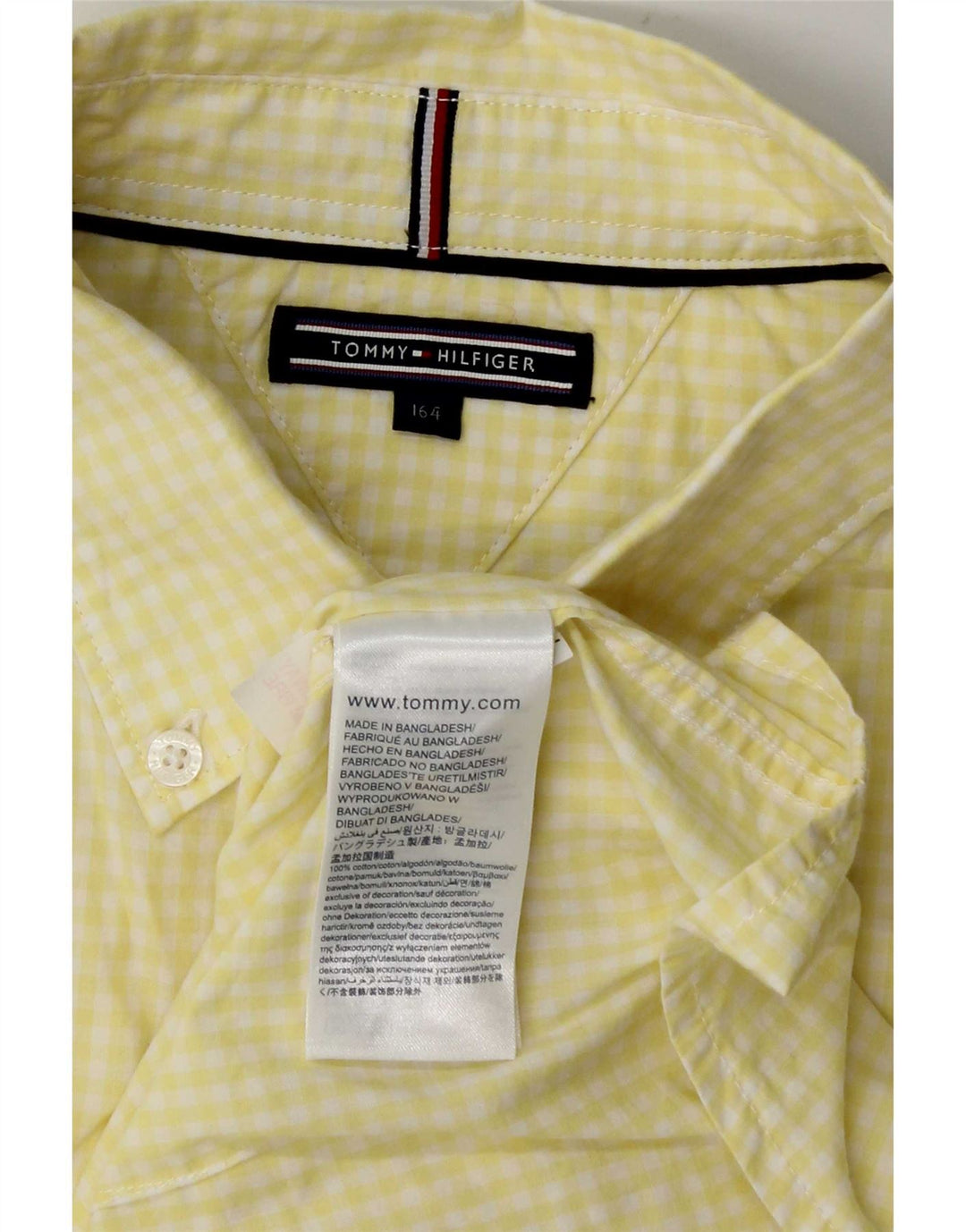 Tommy Hilfiger drengeskjorte 14-15 år gul Gingham bomuld