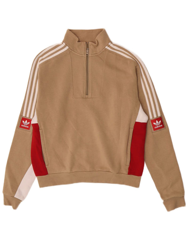 Adidas Herre Loose Fit Grafisk Sweatshirt Jumper Small Beige Colourblock
