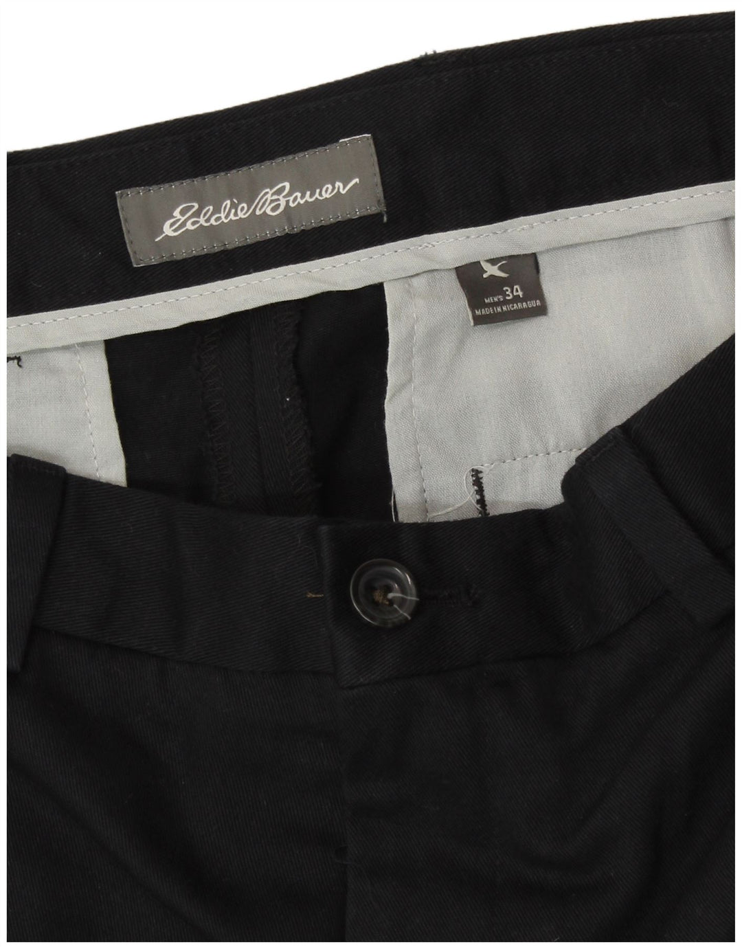 EDDIE BAUER Mens Straight Chino Trousers W34 L27 Black