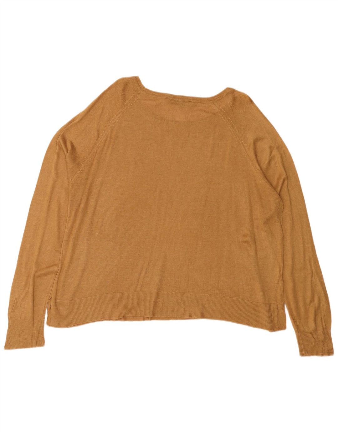 ZARA Dame Oversized Boat Neck Jumper Sweater UK 16 Large Brown