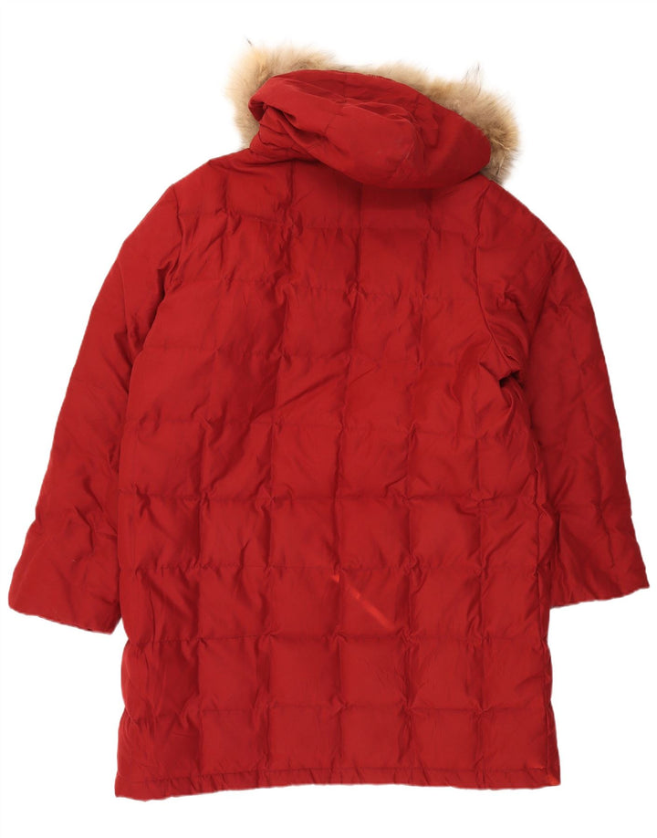BRUGI Dame Oversized hættepolstret frakke IT 50 XL Rød Polyester