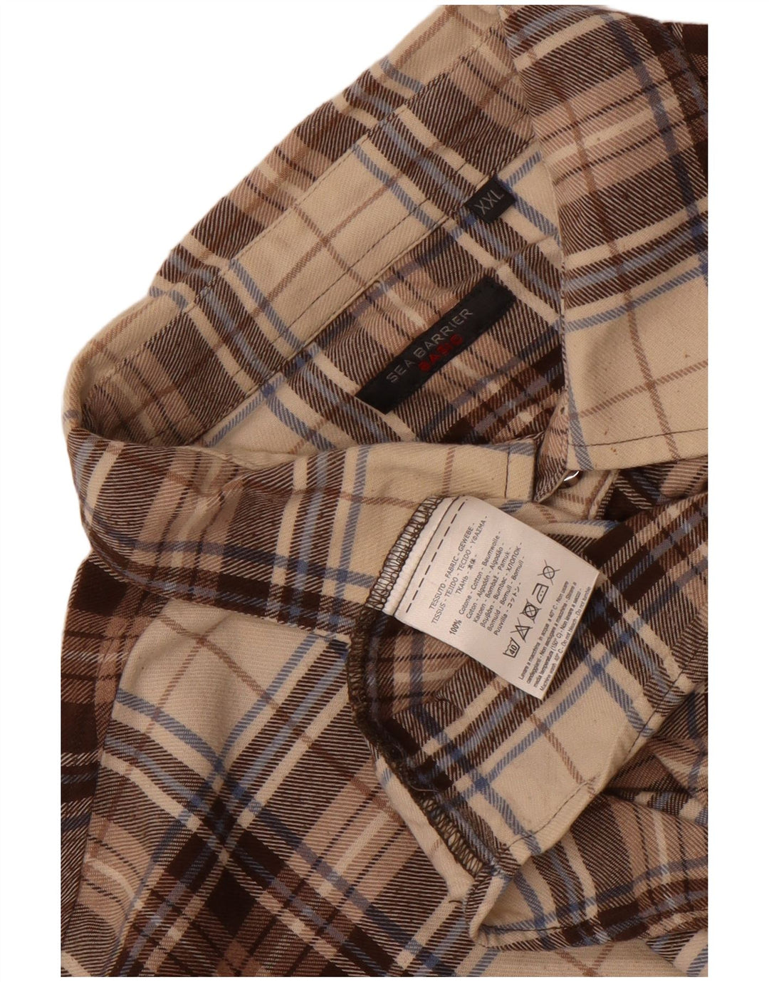 Sea Barrier Herre Flanellskjorte 2XL Beige Ternet Bomuld
