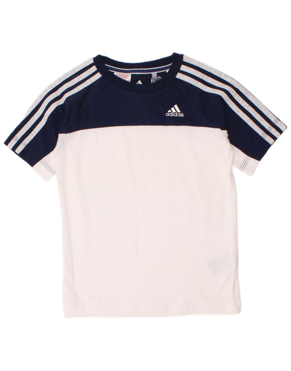 Adidas Boys Climalite T-Shirt Top 7-8 år Hvid Colourblock Bomuld