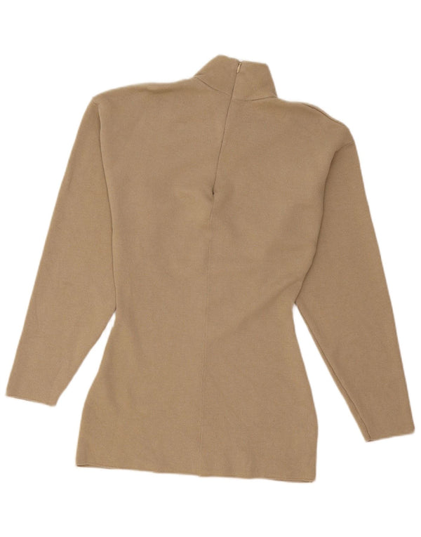 Zara Dame Turtle Neck Jumper Sweater UK 10 Small Beige Viscose