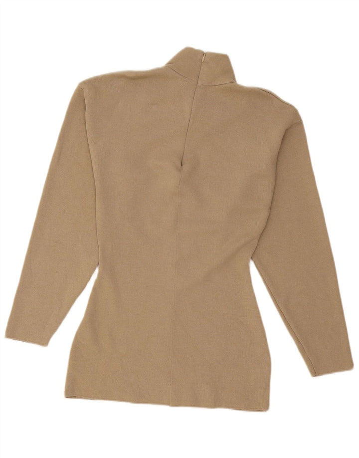 Zara Dame Turtle Neck Jumper Sweater UK 10 Small Beige Viscose