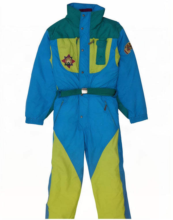 Vintage Ski Jumpsuit til mænd IT 48 Medium Blue Colourblock Nylon