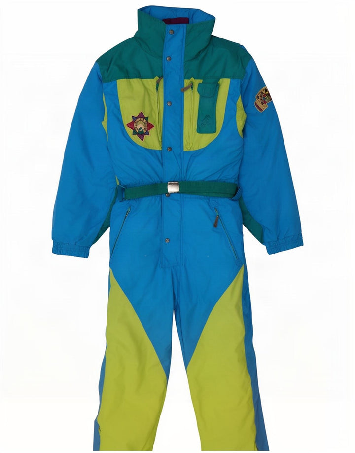 Vintage Ski Jumpsuit til mænd IT 48 Medium Blue Colourblock Nylon