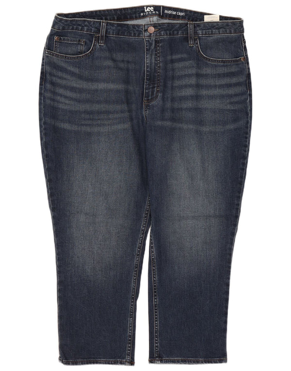 Lee Womens Riders Mid Rise Capri Jeans US 20 3XL W40 L23 Marineblå Bomuld