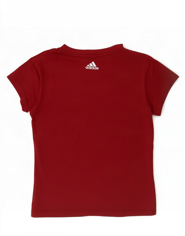Adidas grafisk T-shirt top til kvinder, UK 4/6 XS Maroon Cotton Sports