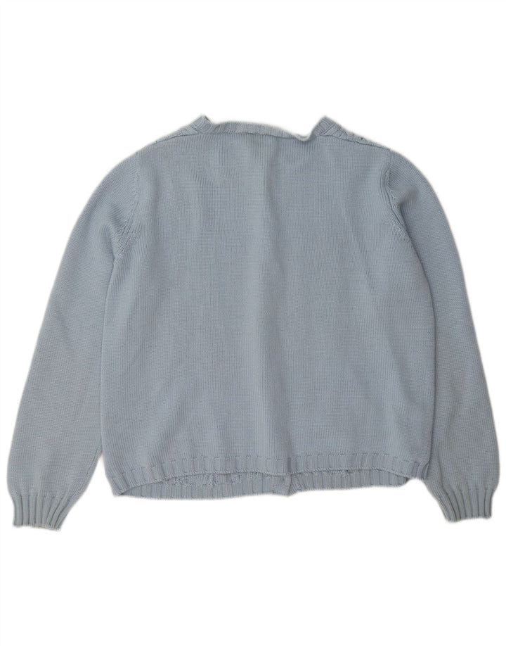 Luisa Spagnoli Dame Cardigan Sweater UK 16 Large Blue Wool