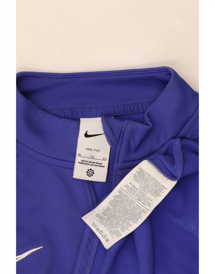 NIKE Herre Dri Fit Pullover med lynlås-hals Træningsdragt Top XL Blå Polyester