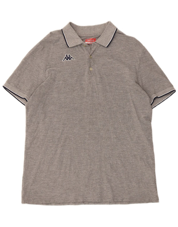 Kappa herre poloshirt XL grå stribet bomuld