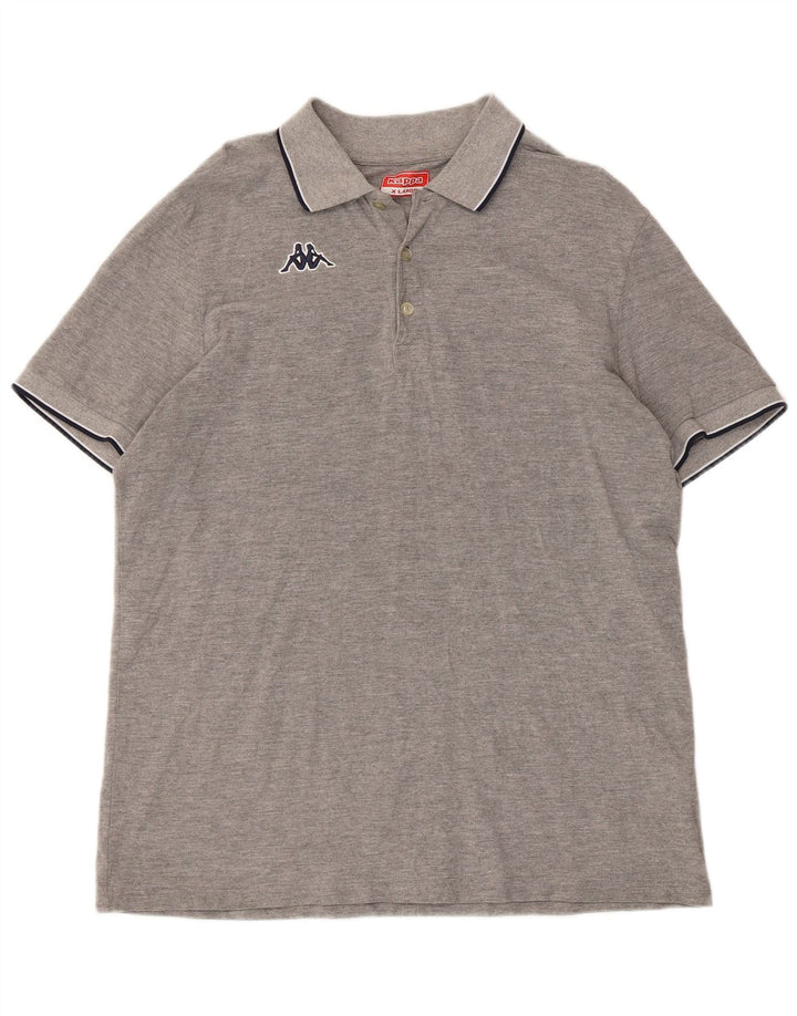 Kappa herre poloshirt XL grå stribet bomuld