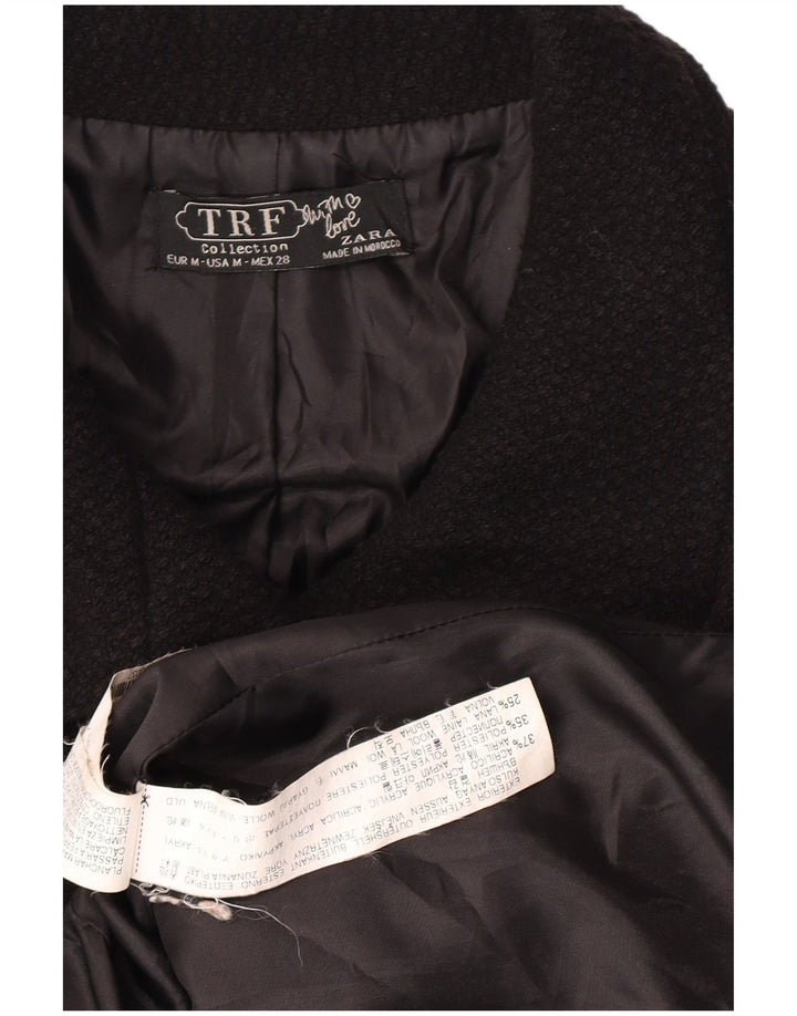 Zara Dame Overfrakke UK 12 Medium Sort Akryl