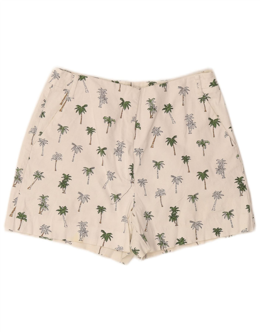 Zara Chino-shorts til kvinder Medium W28 Hvid blomstret bomuld
