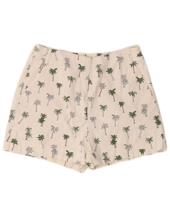 Zara Chino-shorts til kvinder Medium W28 Hvid blomstret bomuld