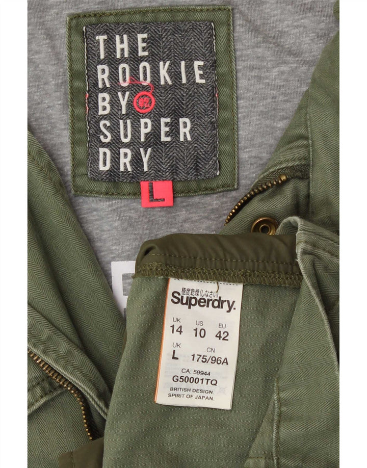 Superdry Militærjakke til kvinder UK 14 Stor grøn bomuld