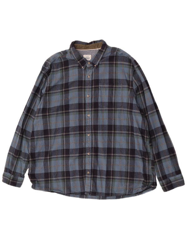 Fat Face Herre Regular Fit Flanellskjorte 4XL Navyblå Ternet Bomuld