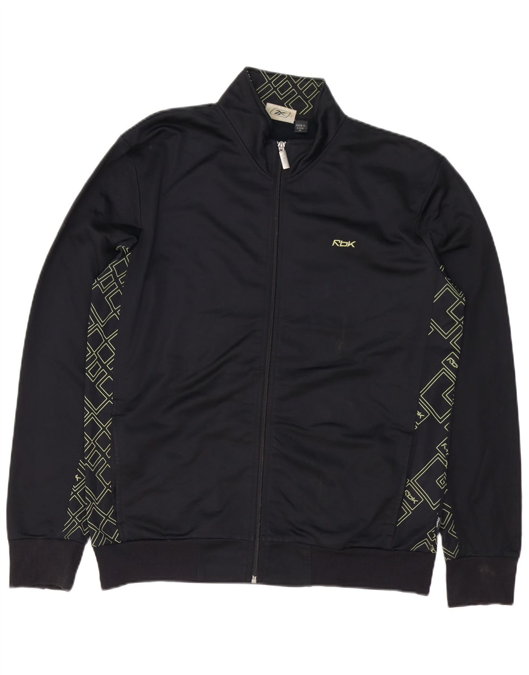 REEBOK Herre grafisk træningsdragt Topjakke Medium Sort Geometrisk Polyester