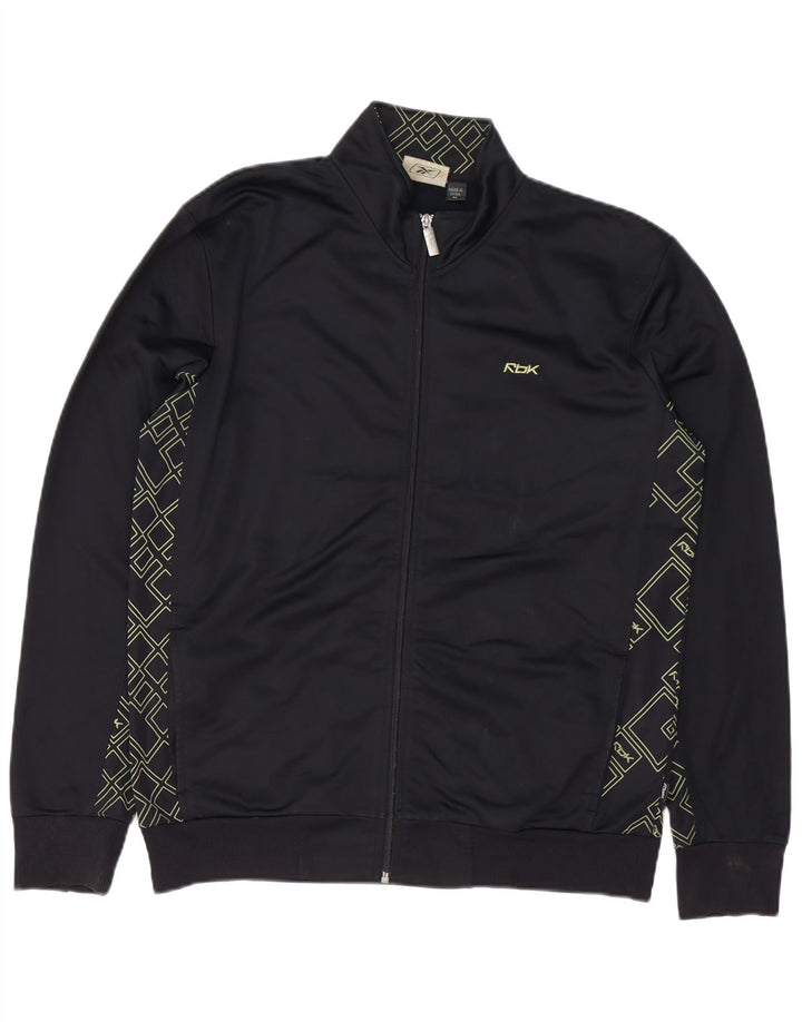 REEBOK Herre grafisk træningsdragt Topjakke Medium Sort Geometrisk Polyester