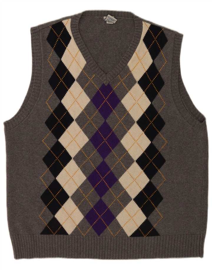 Old Navy Herrevest Tank Top Stor Grå Argyle/Diamant Bomuld