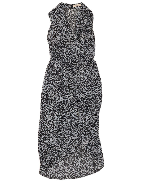 OASIS Dame ærmeløs Maxikjole UK 10 Small Blue Animal Print Polyester