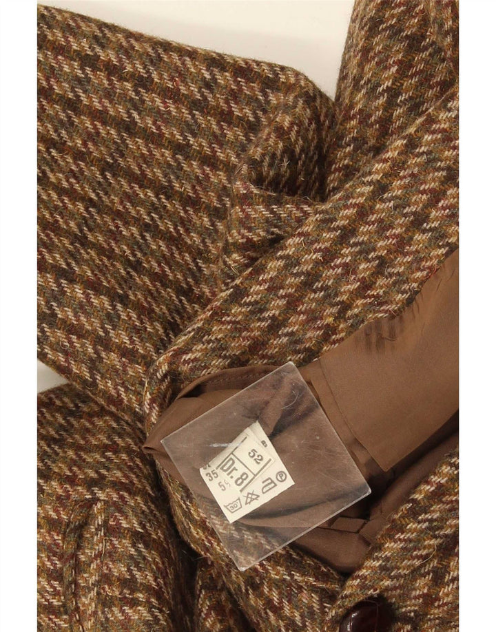 Vintage blazerjakke til mænd med 2 knapper IT 52 XL Brun Houndstooth Uld