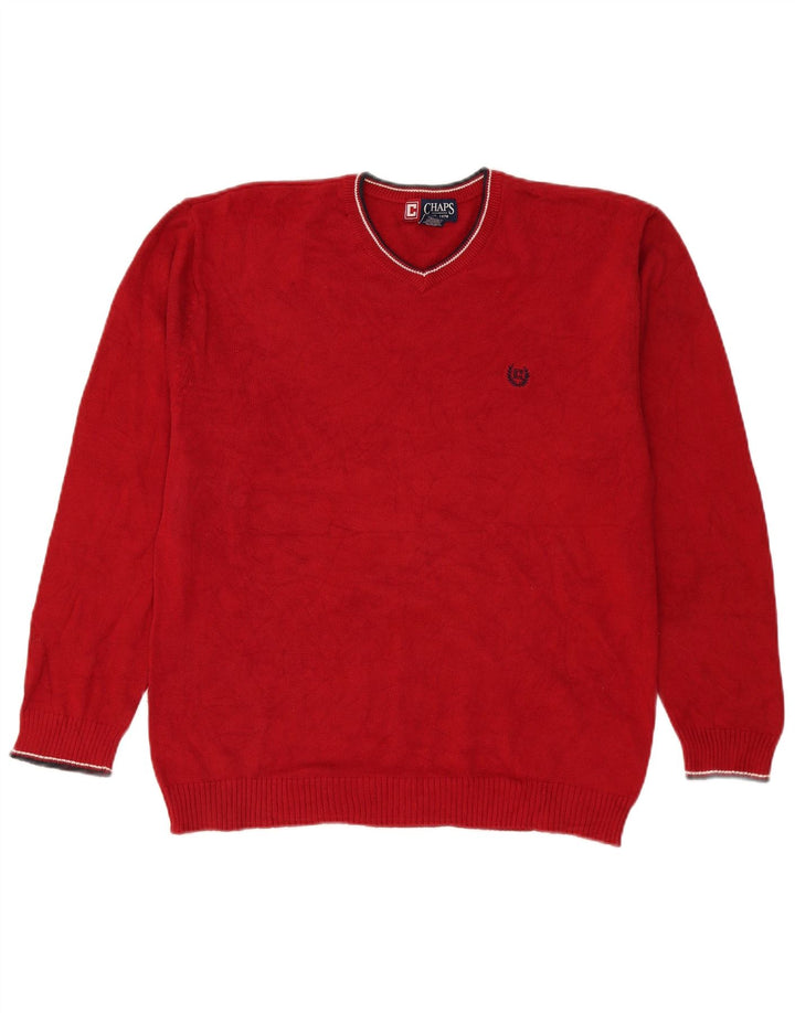 Chaps Herre V-hals sweater Medium Rød Bomuld