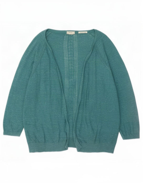 Fat Face Dame 3/4 ærmet åben cardigan sweater UK 16 Large Green Flecked