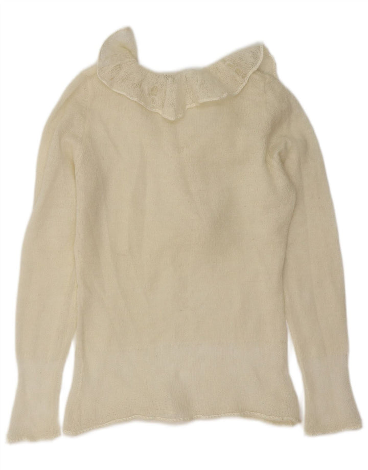 Sisley Womens Flæse Front Polo Neck Jumper Sweater UK 12 Medium Off White