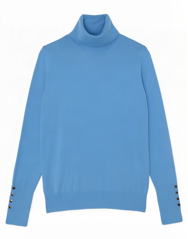 Zara Dame Rullehals Sweater UK 12 Medium Blue Viscose