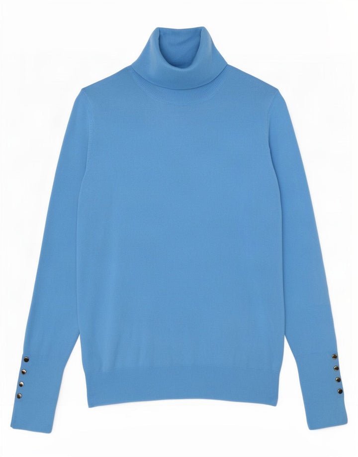Zara Dame Rullehals Sweater UK 12 Medium Blue Viscose