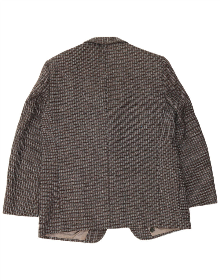 VINTAGE Herre 2-knaps blazerjakke UK 38 Medium Grey Houndstooth