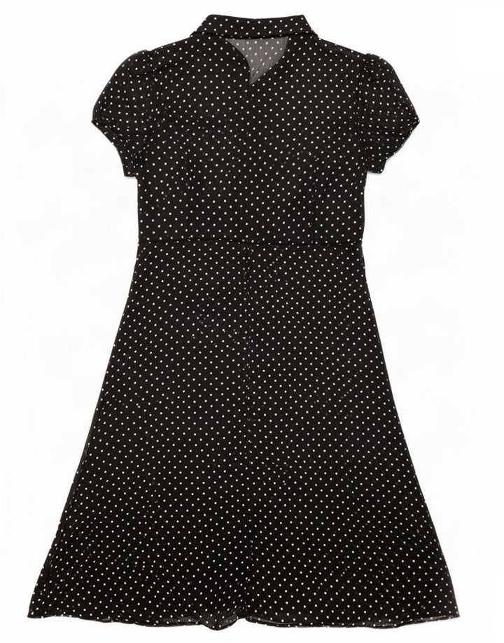 Marks & Spencer Dame Se Through A-Line Kjole UK 14 Medium Sort Plettet