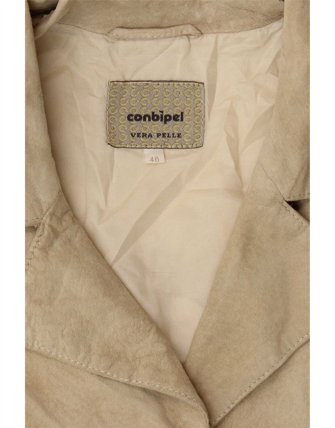 Conbipel Dame Ruskindsjakke IT 46 Large Beige Læder