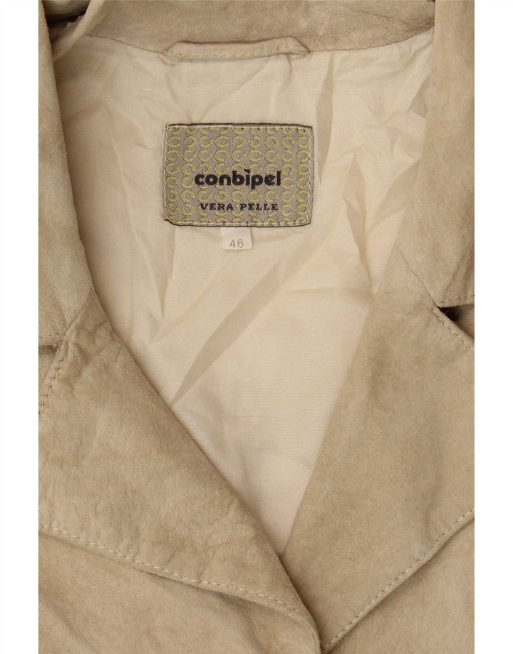 Conbipel Dame Ruskindsjakke IT 46 Large Beige Læder