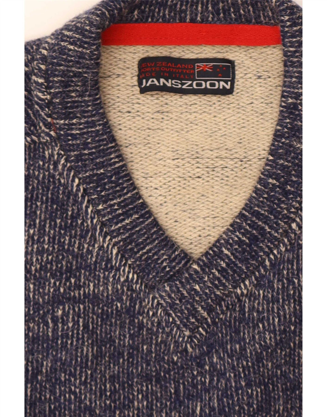 Vintage herre grafisk cardigan sweater Medium marineblå