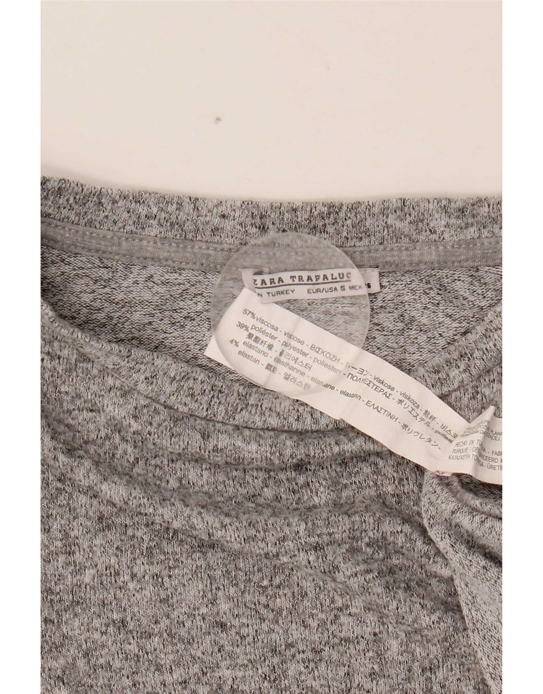 Zara Oversized T-Shirt Top UK 10 Small Grå Flecked Viscose