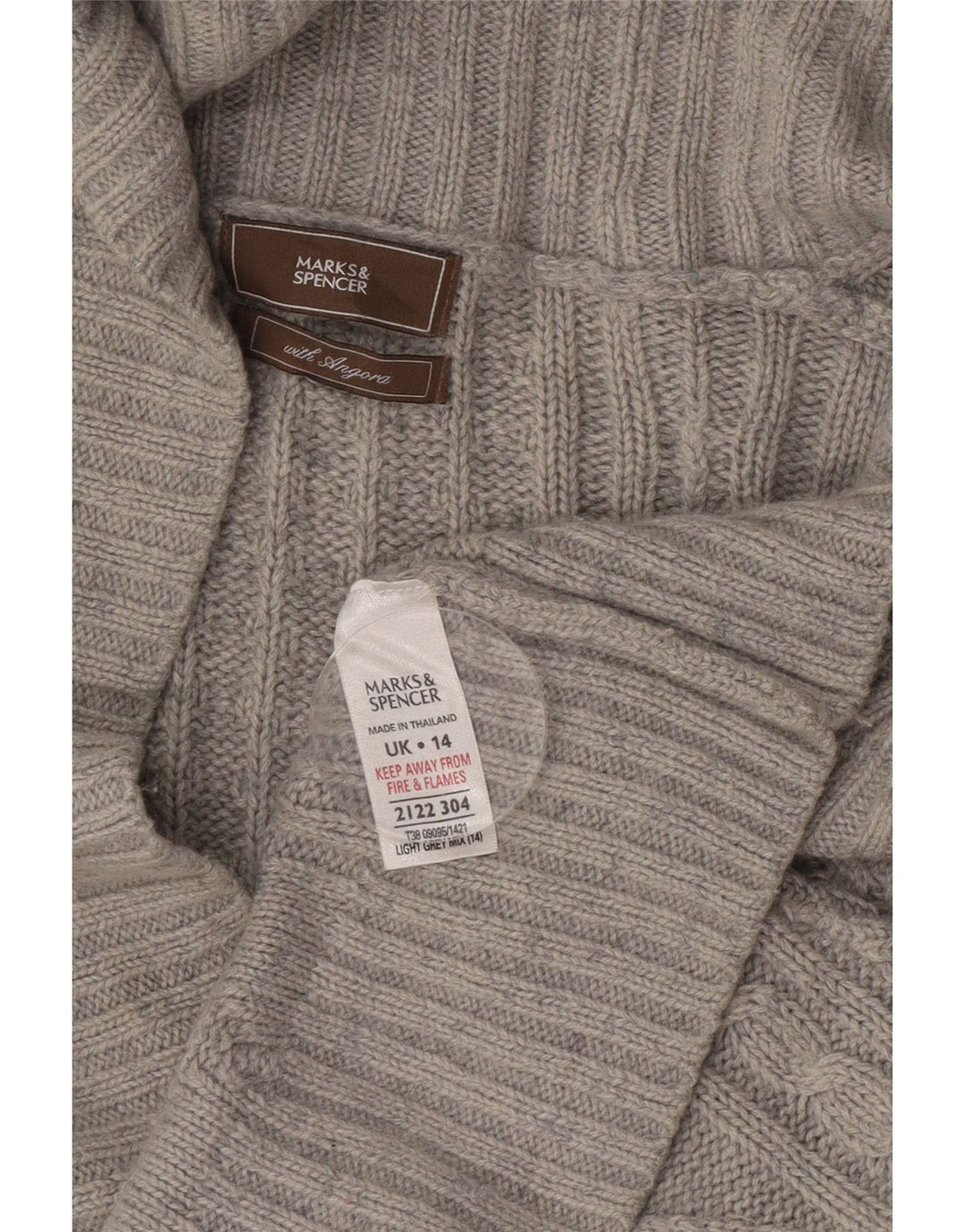 Marks & Spencer Dame Cardigan Sweater UK 14 Stor Grå Akryl