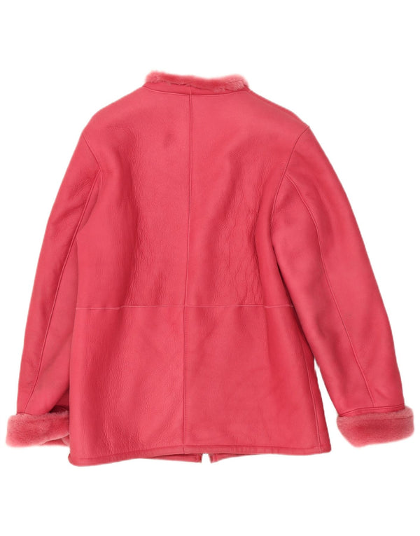 Jake's Dame Loose Fit Shearling Jacket EU 36 Small Pink Læder