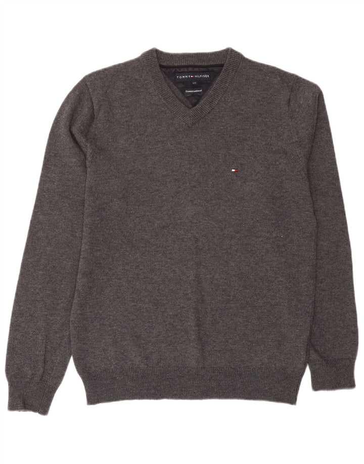 Tommy Hilfiger Herre V-hals sweater lille grå lammeuld