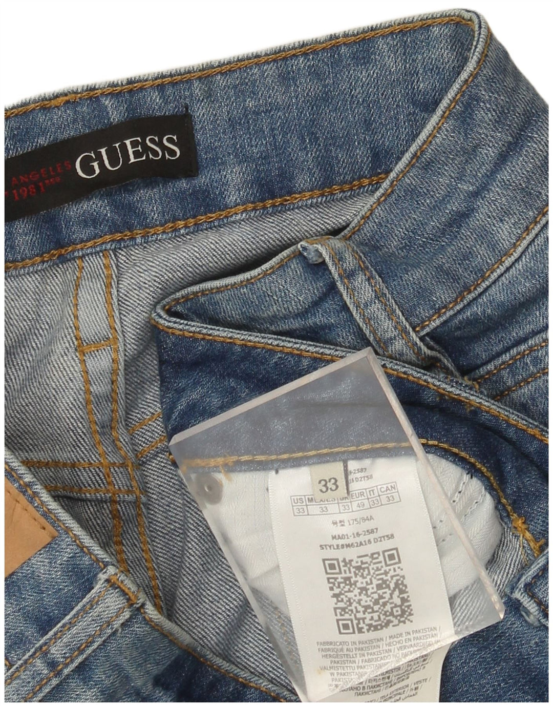 Guess Herre Distressed Slim Jeans W33 L32 Blå Bomuld
