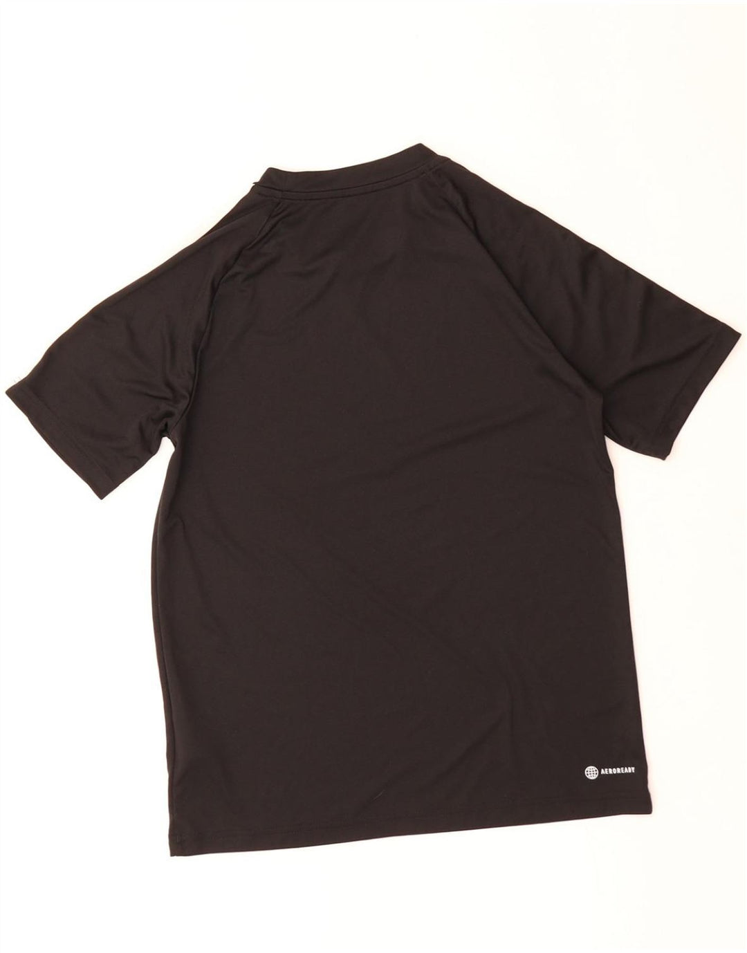 ADIDAS Boys Aeroready T-Shirt Top 13-14 Years Black Polyester