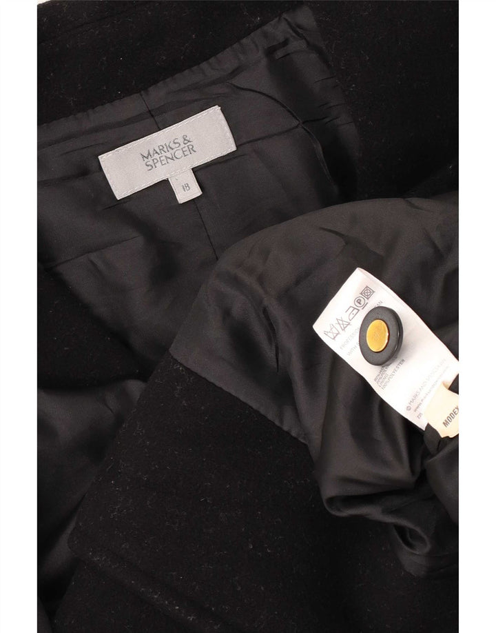 Marks & Spencer Dame 3-knaps blazerjakke UK 18 XL Sort Uld
