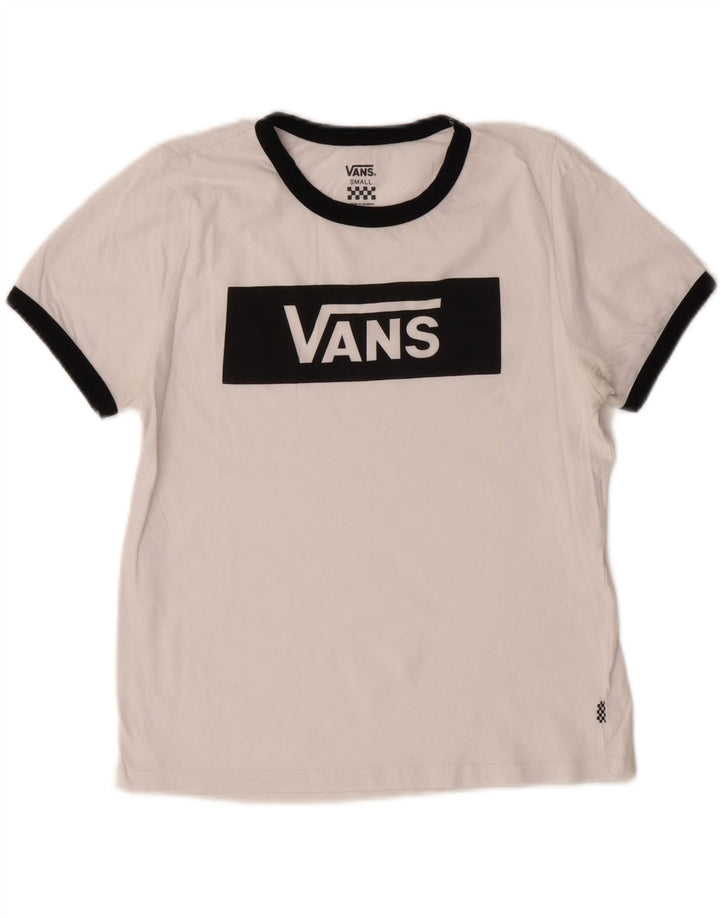VANS Womens Crop Graphic T-Shirt Top UK 10 Small White Vintage Vans and Second-Hand Vans from Messina Hembry 